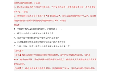 易错点06酶的组成及特性-备战2023年高考生物考试易错题（新教材新高考）（解析版）_新高考复习资料_2023年新高考复习资料_专项复习_备战2023年高考生物考试易错题（新教材新高考）