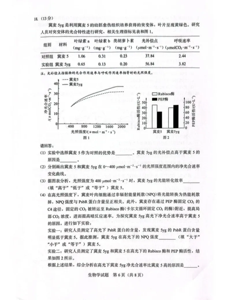 厦门市2026届高中毕业班模拟测试生物_2024-2026高三（6-6月题库）_2026年04月高三试卷_260403福建厦门市2026届高中毕业班第二次质量检测（全科）