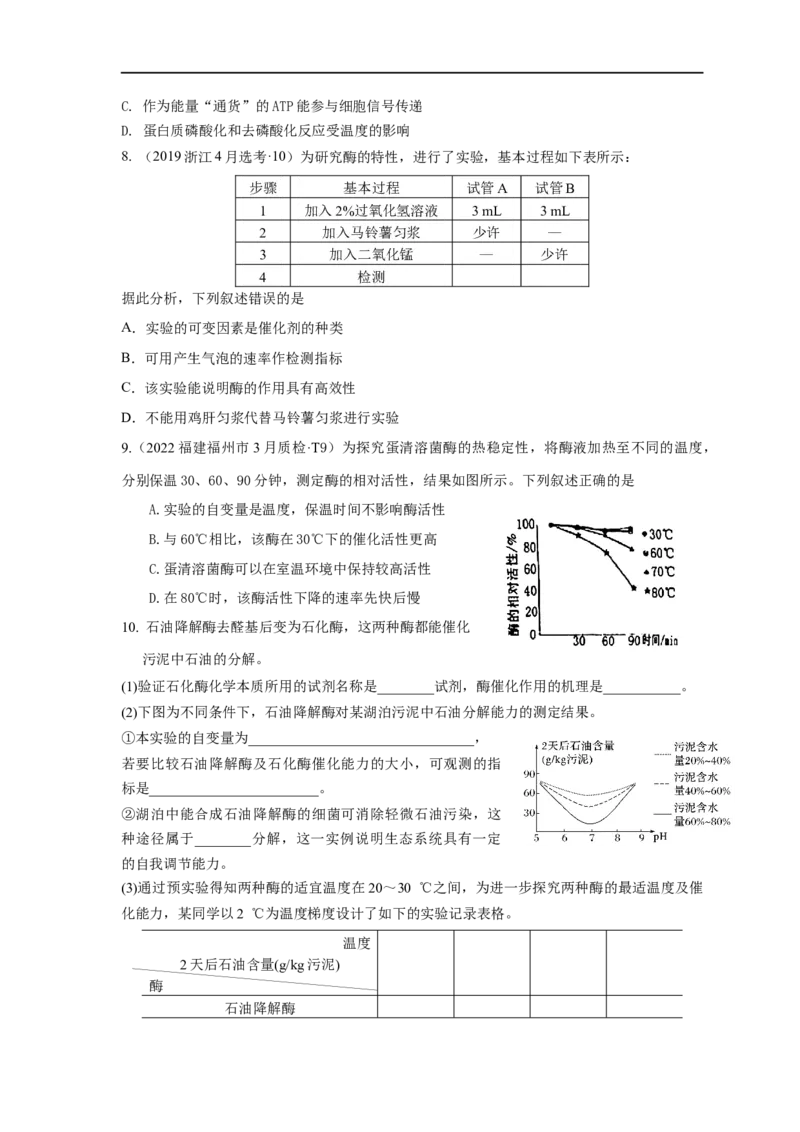 易错点05酶相关实验分析-备战2023年高考生物考试易错题（全国通用）（原卷版）_通用版（老高考）复习资料_2023年复习资料_专项复习_备战2023年高考生物考试易错题（全国通用）