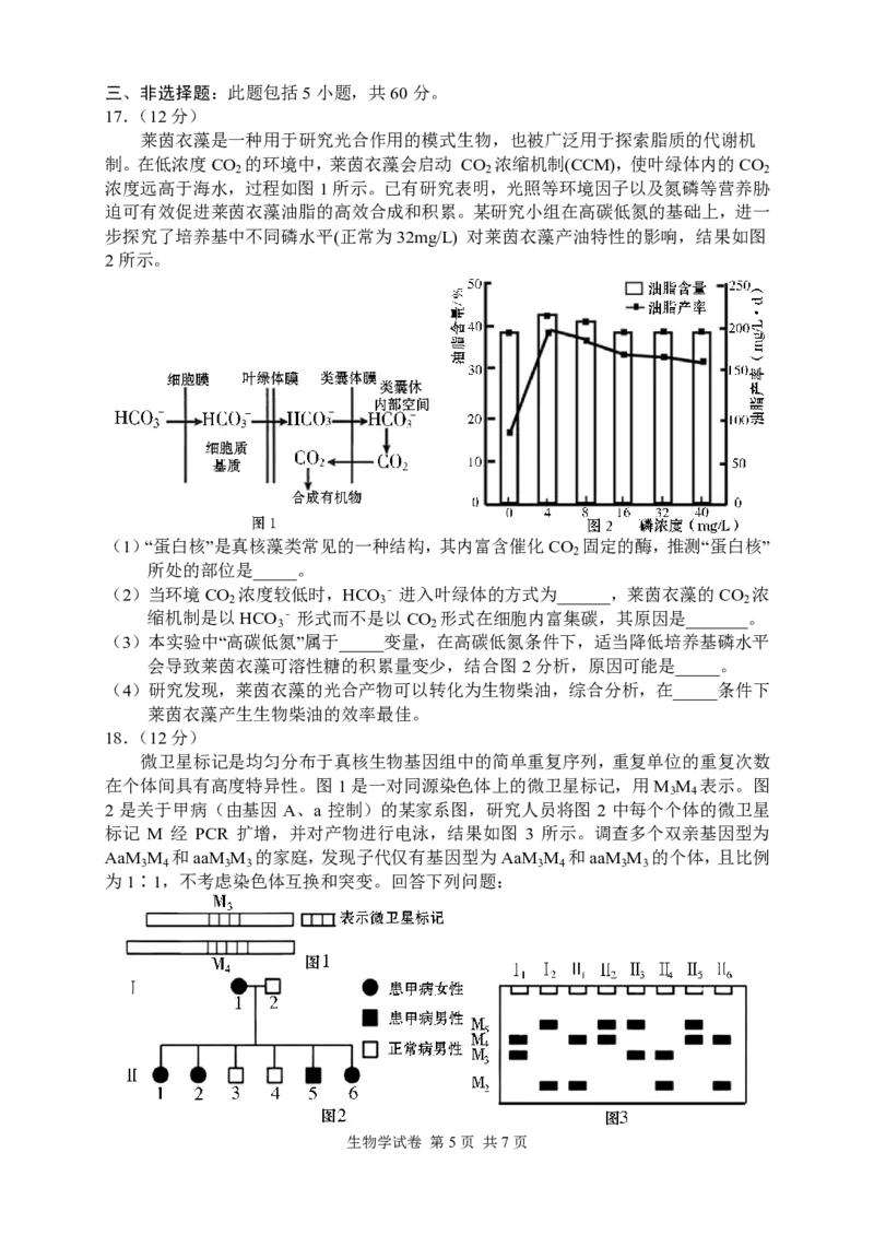 生物试卷_2024-2026高三（6-6月题库）_2026年04月高三试卷_260401湖南省常德市2026届高三年级3月模拟（全科）_湖南省常德市2026届高三年级3月模拟生物试卷