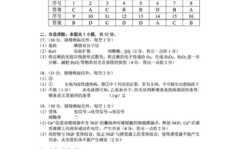 毕节市2026届高三年级高考第二次适应性考试生物答案_2024-2026高三（6-6月题库）_2026年03月高三试卷_260323贵州省毕节市2026届高三年级高考第二次适应性考试（全科）