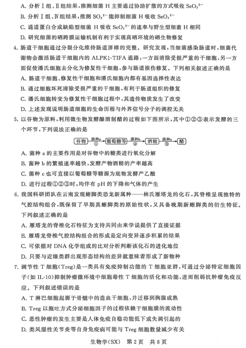 生物-山西版八省T8联考2026届高三年级四月阶段练习_2024-2026高三（6-6月题库）_2026年04月高三试卷_2604092026届八省八校T8联考高三下学期4月联合测评