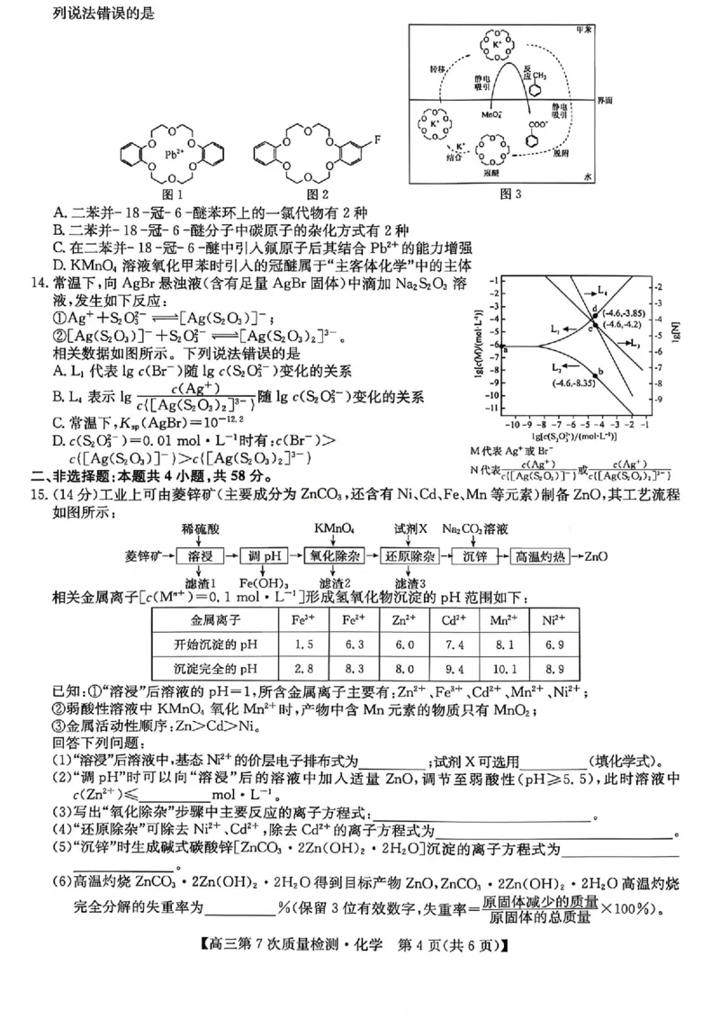 化学试题2026山西九师联盟高三第7次质量检测3.5-6_2024-2026高三（6-6月题库）_2026年03月高三试卷_2603082026届山西九师联盟高三第7次质量检测（全科）