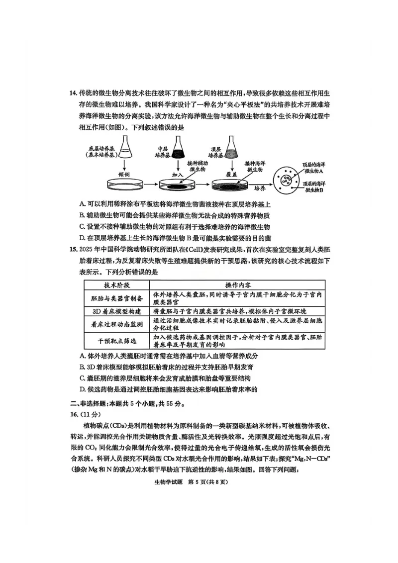 四川省成都市2023级高三第二次模拟测试生物_2024-2026高三（6-6月题库）_2026年03月高三试卷_260326四川省成都市2023级高三第二次模拟测试（全科）