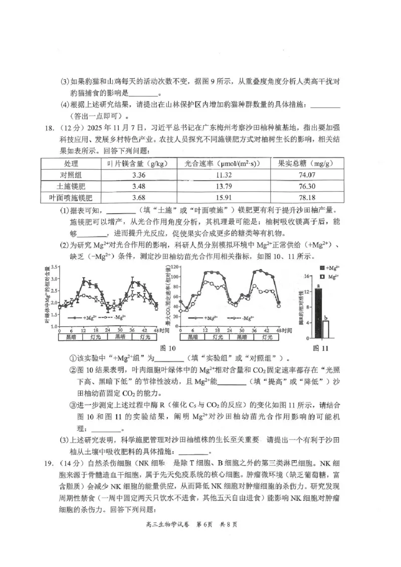 广东省梅州市2026届高三下学期一模生物试题（含答案）_2024-2026高三（6-6月题库）_2026年03月高三试卷_2603062026届广东梅州市高三下学期一模（全科）