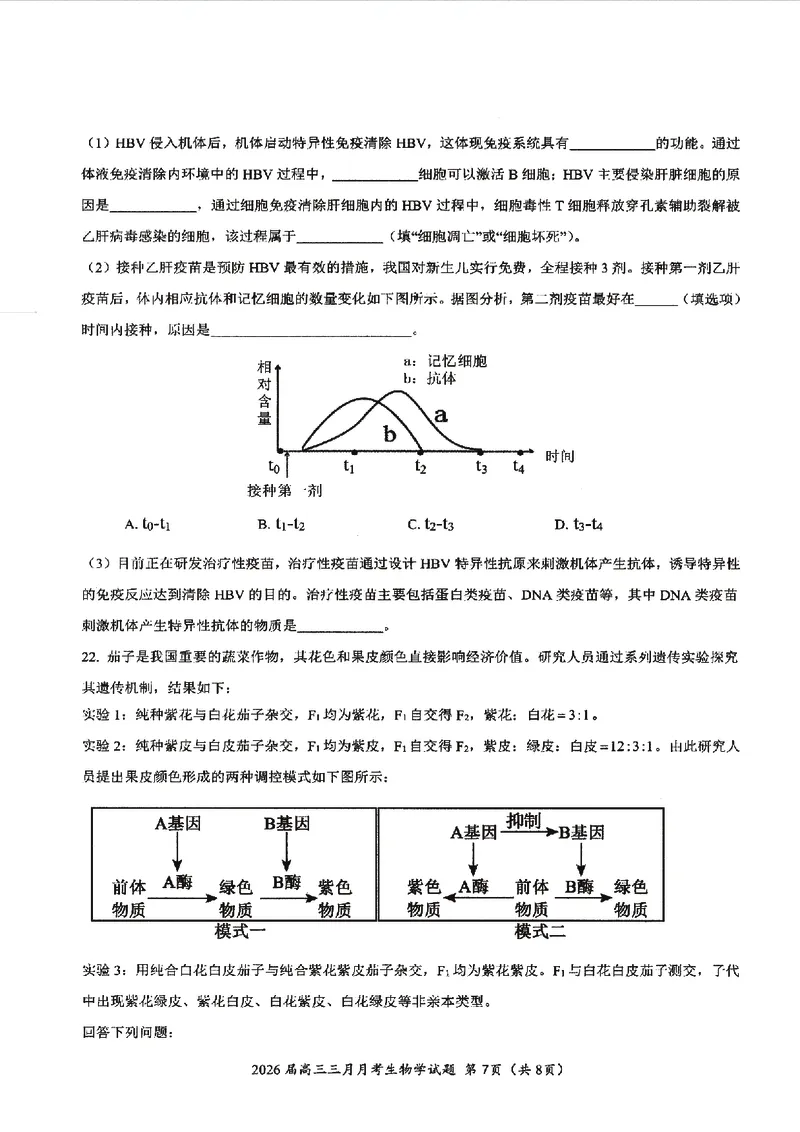 生物试卷-湖北省2026届高三十一校第二次联考试题答案（3月）_2024-2026高三（6-6月题库）_2026年03月高三试卷_260327湖北省十一校2026届高三第二次联考（全科）