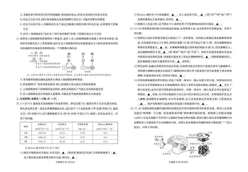 生物试卷-四川省大数据联盟2026届高三3月开学联考_2024-2026高三（6-6月题库）_2026年03月高三试卷_260311四川省大数据联盟2026届高三3月开学联考（全科）