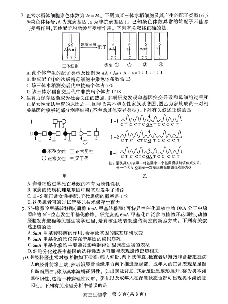 孝感市2026届高三年级第二次统一考试生物_2024-2026高三（6-6月题库）_2026年04月高三试卷_260427湖北省孝感市2026届高三年级第二次统一考试（孝感二模）（全科）