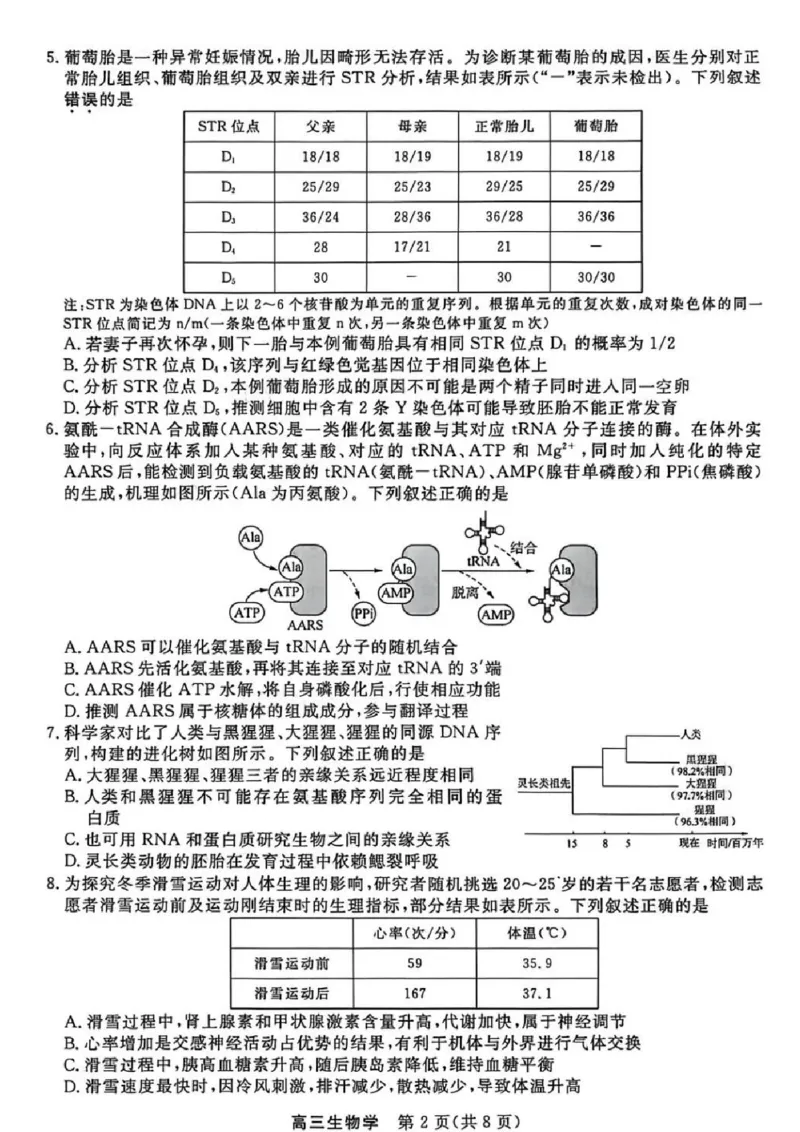 生物卷重点高中九校联考2603_2024-2026高三（6-6月题库）_2026年03月高三试卷_2603122026届江苏省重点高中高三年级九校联考