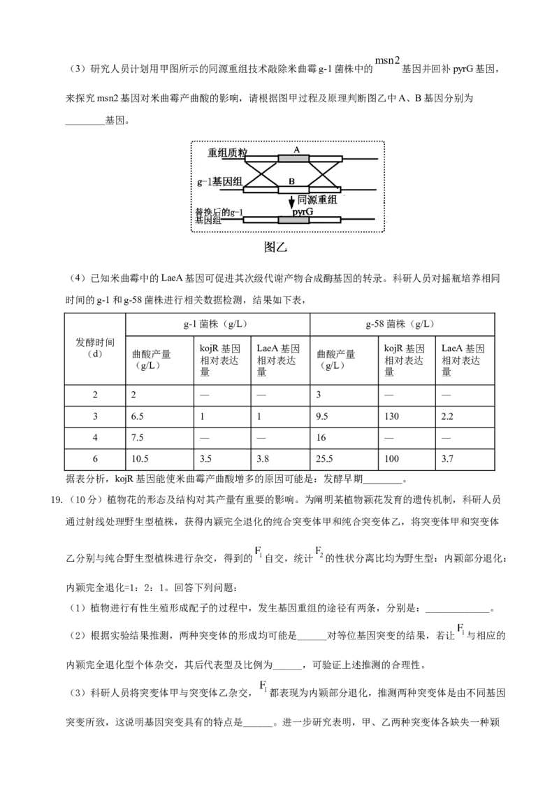 安徽省铜陵市2026届高三下学期第一次质检生物试卷_2024-2026高三（6-6月题库）_2026年03月高三试卷_260324安徽铜陵市2026届高三下学期第一次质检（铜陵一模）（全科）