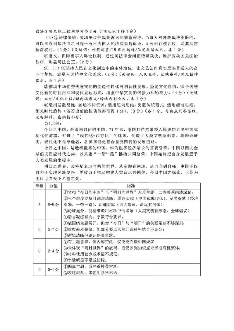 政治答案_2024-2026高三（6-6月题库）_2026年03月高三试卷_260310山东菏泽市2026届高三一模考试（全科）
