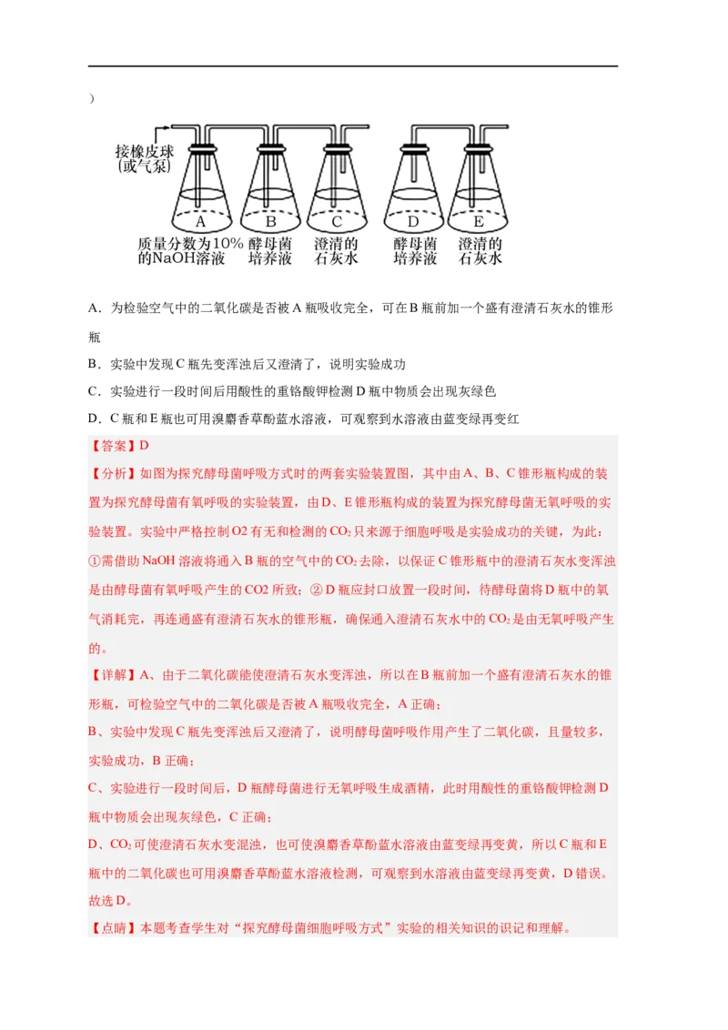 易错点07细胞呼吸的场所、过程及方式-备战2023年高考生物考试易错题（新教材新高考）（解析版）_新高考复习资料_2023年新高考复习资料_专项复习