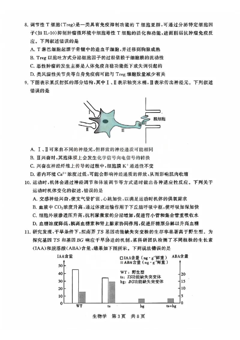 T8联考2026届高三4月阶段练习（湖北版）生物+答案_2024-2026高三（6-6月题库）_2026年04月高三试卷_2604112026届八省八校T8联考高三下学期4月联合测评（全科）