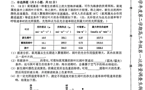 和平区2025-2026学年度高三年级第一次质量检测生物_2024-2026高三（6-6月题库）_2026年04月高三试卷_260407天津和平区2025-2026学年度高三年级一模（全科）
