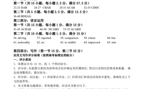 英语答案及评分标准_2024-2026高三（6-6月题库）_2026年04月高三试卷_260405山东省2026年普通高中学业水平4月调研_山东省2026届普通高中学业水平4月调研英语试卷（含答案）