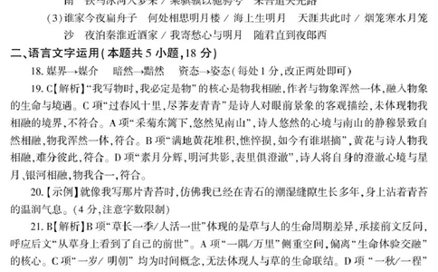 新疆2026年普通高考四月适应性检测语文试卷及答案语文答案26学年普通高考适应性检测第三次模拟_2024-2026高三（6-6月题库）_2026年04月高三试卷