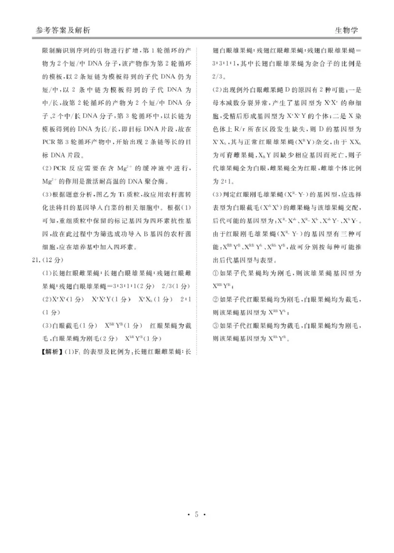 安康高三生物答案_2024-2026高三（6-6月题库）_2026年04月高三试卷_260417陕西省2025-2026学年高三衡水金卷4月联考（安康阶段性检测）_陕西安康市2026届高三年级阶段性检测生物学