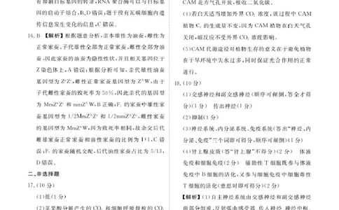 安康高三生物答案_2024-2026高三（6-6月题库）_2026年04月高三试卷_260417陕西省2025-2026学年高三衡水金卷4月联考（安康阶段性检测）_陕西安康市2026届高三年级阶段性检测生物学