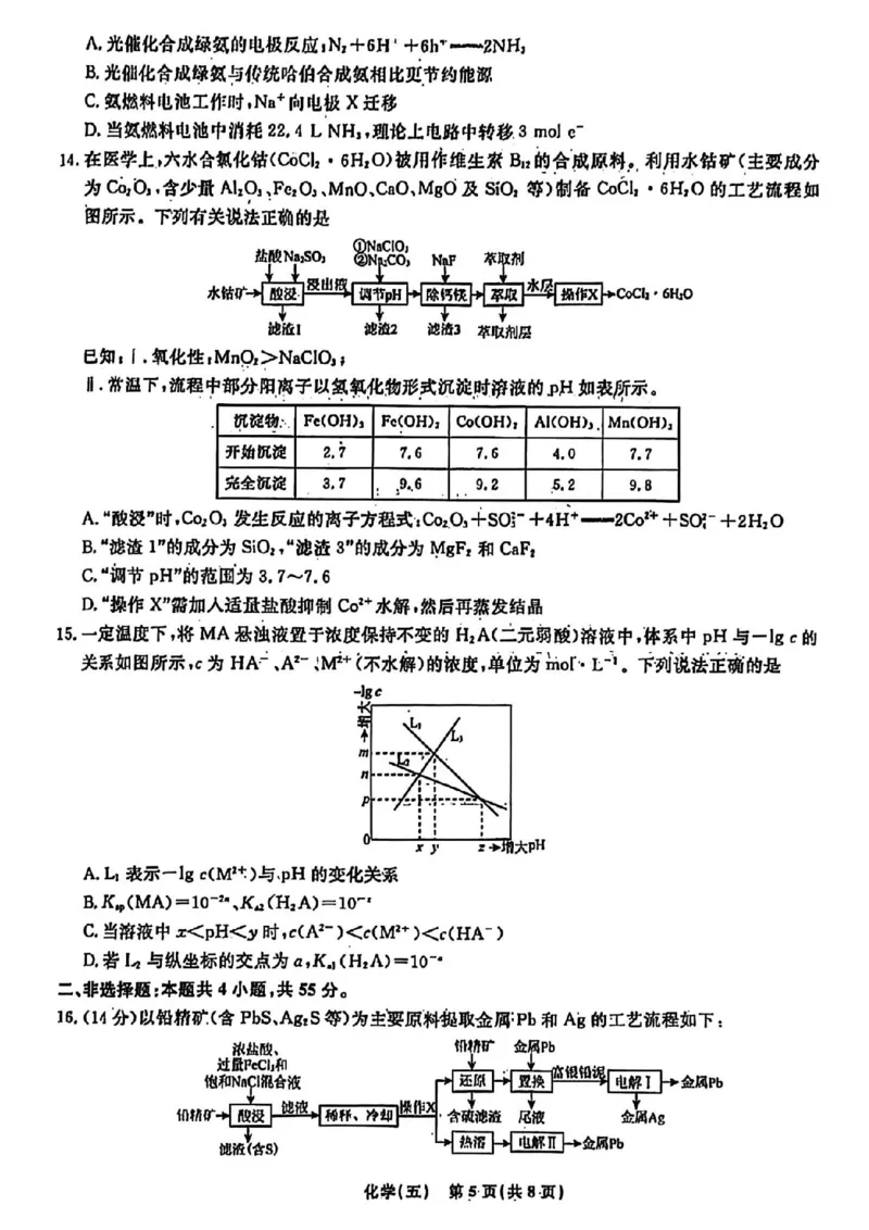 辽宁省名校联盟2026年高考模拟卷化学五（含答案）_2024-2026高三（6-6月题库）_2026年03月高三试卷_260303辽宁省名校联盟2026年高考模拟卷(调研卷)化学五套