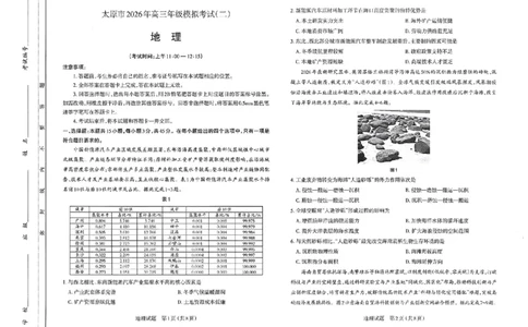 地理试题-26年太原高考二模地理试题_2024-2026高三（6-6月题库）_2026年04月高三试卷_260425山西省太原市2026年高三年级二模（太原二模）（全科）