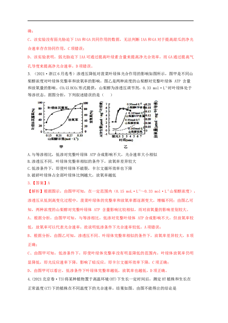 易错点09关于光合作用和呼吸作用实验分析-备战2023年高考生物考试易错题（全国通用）（解析版）_通用版（老高考）复习资料_2023年复习资料_专项复习