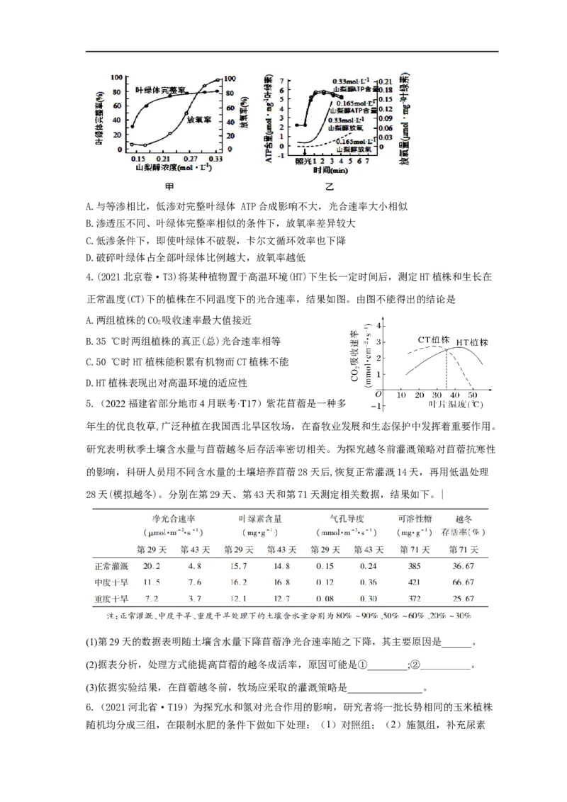 易错点09关于光合作用和呼吸作用实验分析-备战2023年高考生物考试易错题（全国通用）（原卷版）_通用版（老高考）复习资料_2023年复习资料_专项复习