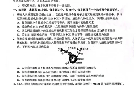 山东省2026届普通高中学业水平4月调研生物试卷（含答案）_2024-2026高三（6-6月题库）_2026年04月高三试卷_260405山东省2026年普通高中学业水平4月调研
