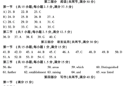 答案&mdash;咸阳市高三二模（英语）(1)_2024-2026高三（6-6月题库）_2026年03月高三试卷_260330陕西省咸阳市2026年高考模拟检测（二）（全科）