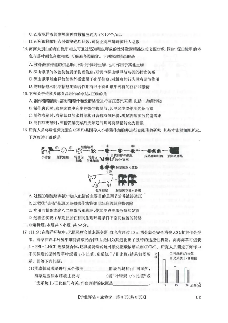 九师联盟2026届高三下学期4月学业评估生物_2024-2026高三（6-6月题库）_2026年04月高三试卷_260413九师联盟2026届高三下学期4月学业评估（全科）