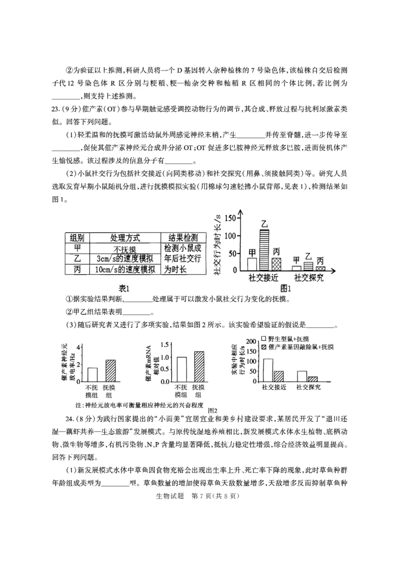 德州市高三年级4月学习质量综合评估生物_2024-2026高三（6-6月题库）_2026年04月高三试卷_260426山东省德州市高三年级4月学习质量综合评估（德州二模）（全科）