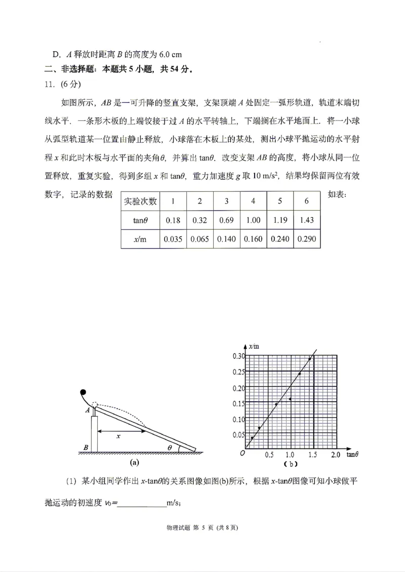 物理2026届辽宁省实验中学高三下学期4月高考模拟考试_2024-2026高三（6-6月题库）_2026年04月高三试卷_2604292026届辽宁省实验中学高三下学期4月高考模拟（全科）