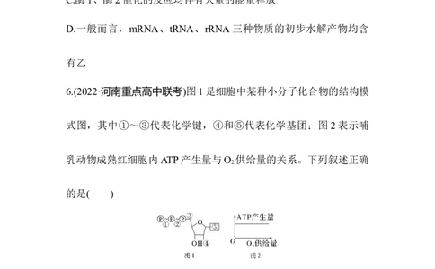 夯基提能练7ATP和酶-备战2023高考生物一轮复习夯基提能练（全国通用）（原卷版）_通用版（老高考）复习资料_2023年复习资料_一轮复习