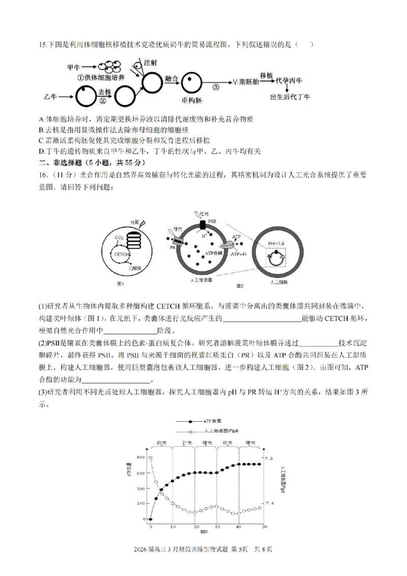 安徽省合肥市一六八中学2026届高三3月份规范训练生物_2024-2026高三（6-6月题库）_2026年03月高三试卷_260317安徽省合肥市一六八中学2026届高三3月份规范训练（全科）