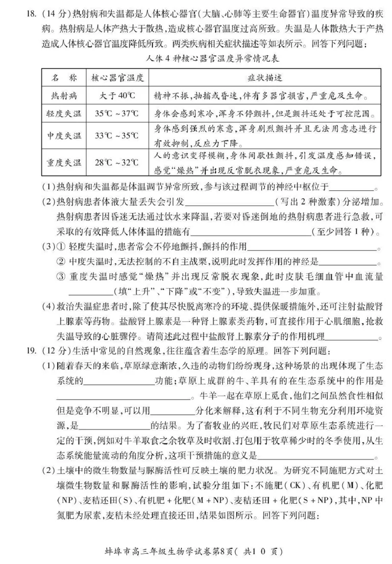 蚌埠市2026届高三年级适应性考试生物_2024-2026高三（6-6月题库）_2026年04月高三试卷_260423安徽省蚌埠市2026届高三年级适应性考试（全科）