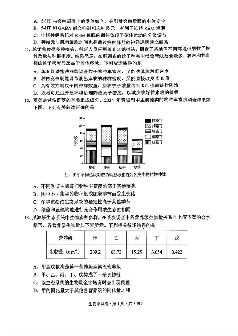 云南省红河州、文山州2026届高中毕业生高三年级第二次复习统一检测(红河文山二统)生物试卷_2024-2026高三（6-6月题库）_2026年02月高三试卷