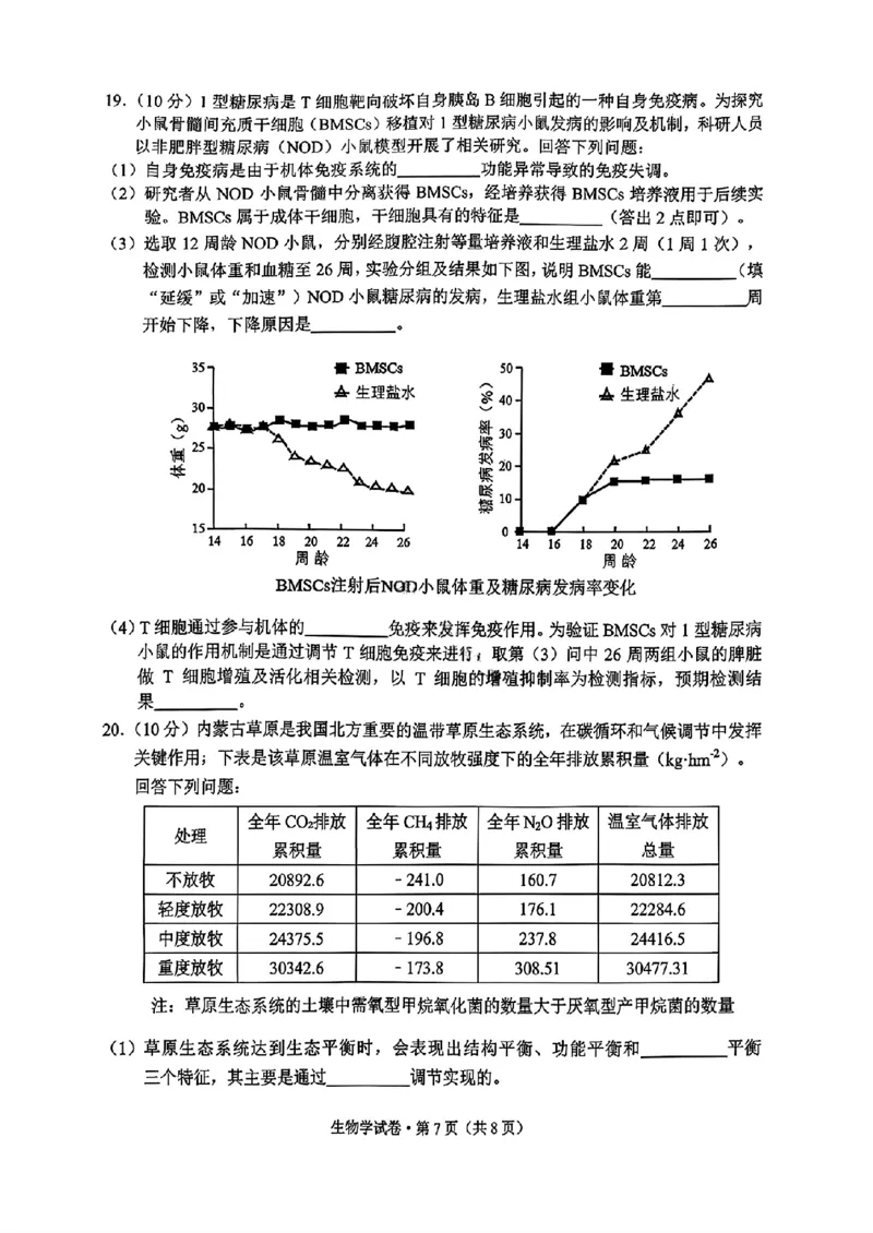 云南省红河州、文山州2026届高中毕业生高三年级第二次复习统一检测(红河文山二统)生物试卷_2024-2026高三（6-6月题库）_2026年02月高三试卷