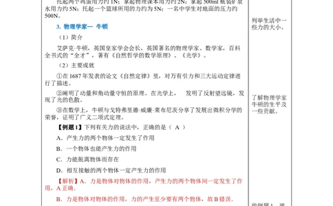 7.1力（教学设计）-八年级物理下册同步备课系列（人教版）_初物_2024人教版初中物理八九年级上下册课件教案PPT试题电子版资料_八年级下册教案_第七单元