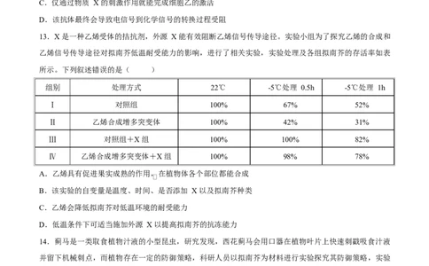 试卷河南部分重点中学2026届高三下学期4月内部练生物试卷_2024-2026高三（6-6月题库）_2026年04月高三试卷_260403青桐鸣大联考2026年高三4月内部练（全科）