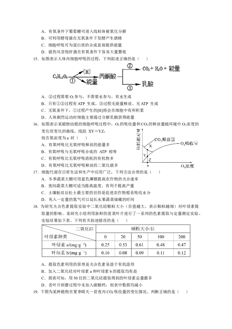 广东省广州市执信中学2022-2023学年高三上学期第二次月考生物试题_生物高考模拟题_新高考_2023年