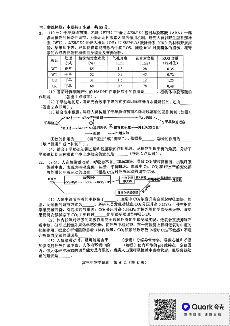 淄博市2025-2026学年度高三模拟考试生物_2024-2026高三（6-6月题库）_2026年03月高三试卷_260315山东省淄博市2025-2026学年度高三模拟考试（全科）