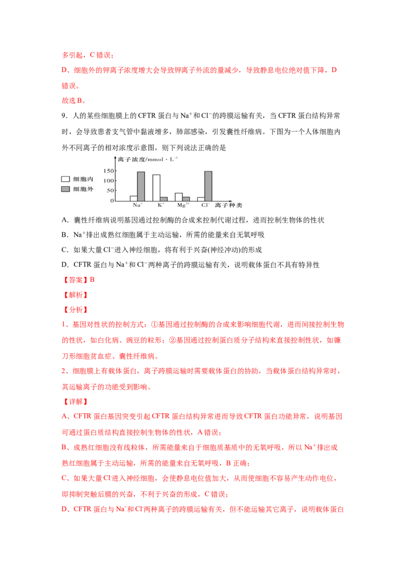 易错点11神经调节-2021年高考生物一轮复习易错题（教师版含解析）_新高考复习资料_2023年新高考复习资料_一轮复习_2023年新高考大一轮复习讲义_赠2021年高考生物一轮复习易错题