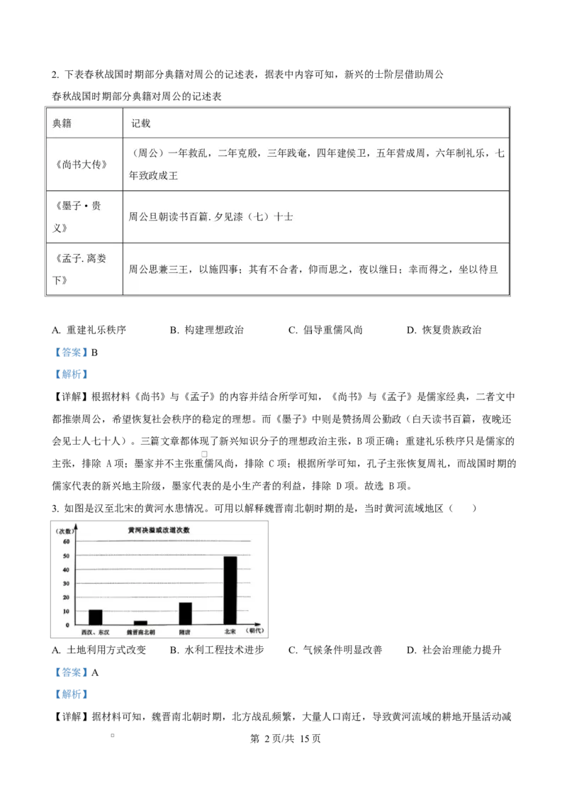 精品解析：四川省绵阳南山中学2025-2026学年高三下学期第六次教学质量检测历史试题（解析版）_2024-2026高三（6-6月题库）_2026年03月高三试卷