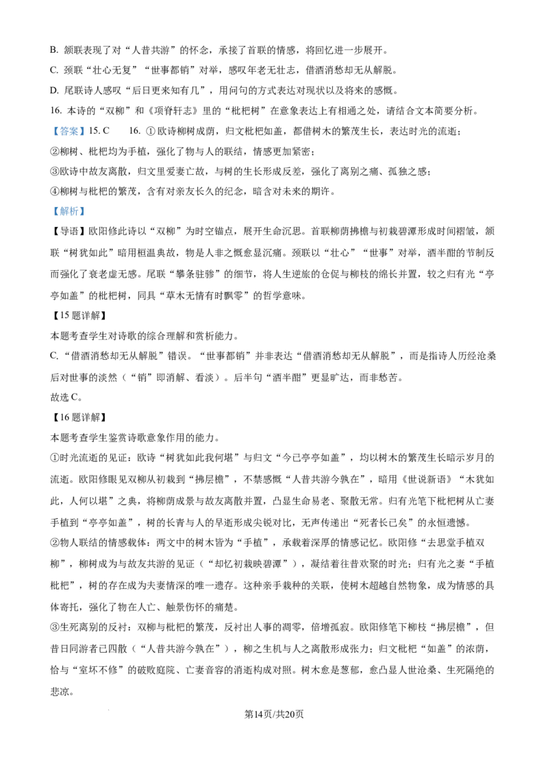 河南郑州市外国语学校2025-2026学年高三下学期3月阶段检测语文试题（解析版）_2024-2026高三（6-6月题库）_2026年03月高三试卷
