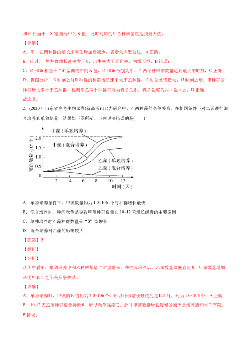 易错点15种群和群落&mdash;2021年高考生物一轮复习易错题（教师版含解析）_新高考复习资料_2023年新高考复习资料_一轮复习_2023年新高考大一轮复习讲义_赠2021年高考生物一轮复习易错题