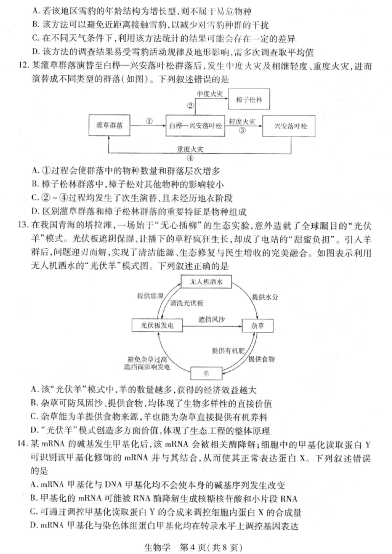 生物试卷-2026山西多校高三大联考4.23-24（含答案）_2024-2026高三（6-6月题库）_2026年04月高三试卷_260426山西、陕西ty大联考高三4月23-24联考（全科）