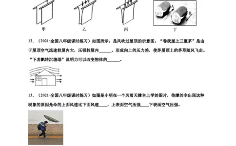 9.4流体压强与流速的关系-2020-2021学年八年级物理下册课时同步练（人教版）（原卷版）_初物_人教版初中物理初二三同步讲义习题练习八九年级电子资料word素材_20250116_181533