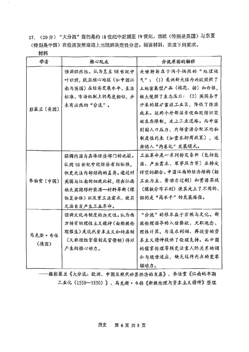 南开区2026高三一模历史试卷_2024-2026高三（6-6月题库）_2026年04月高三试卷_260405天津南开区2026届高考一模（全科）