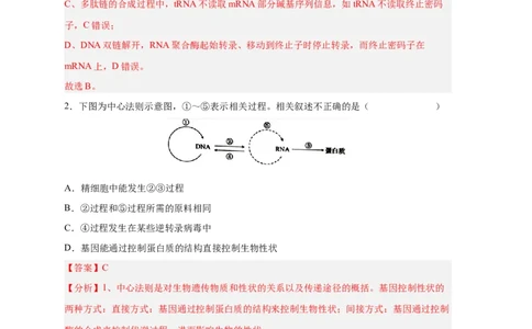 易错点14基因的表达-备战2023年高考生物考试易错题（新教材新高考）（解析版）_新高考复习资料_2023年新高考复习资料_专项复习_备战2023年高考生物考试易错题（新教材新高考）