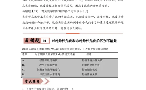 易错点13免疫调节-2021年高考生物一轮复习易错题（学生版）_新高考复习资料_2023年新高考复习资料_一轮复习_2023年新高考大一轮复习讲义_赠2021年高考生物一轮复习易错题