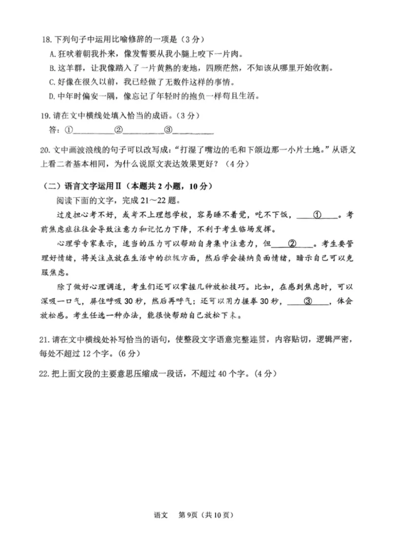 语文试卷-辽宁省鞍山市普通高中2025-2026学年度高三年级第二次质量监测(鞍山二模)_2024-2026高三（6-6月题库）_2026年04月高三试卷_语文